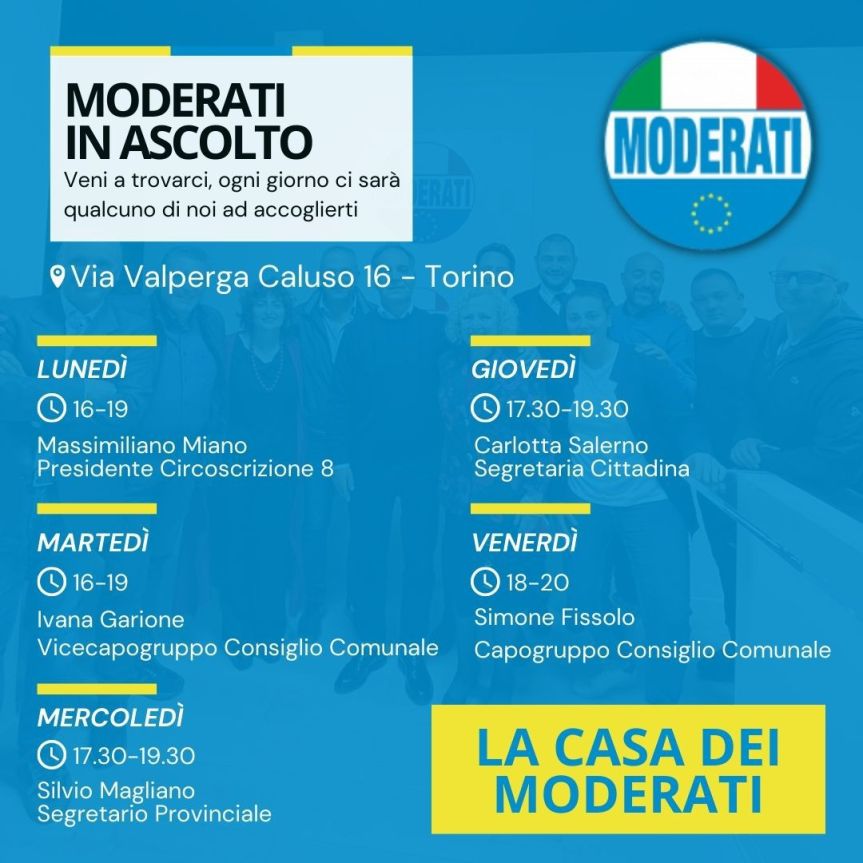 #lospaziodiSilvioMagliano. Inaugurata la casa dei Moderati martedi  24 aprile. Apre tutti i giorni la Casa dei Moderati, in via Valperga Caluso 16 a&nbsp;Torino