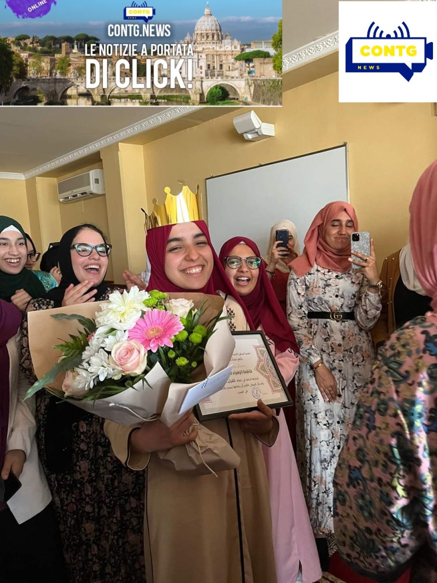 Le ragazze del Centro Culturale Islamico Assalam di Biella si congratulano con Fatima Al-Zahra Fadili per il suo studio del&nbsp;Corano