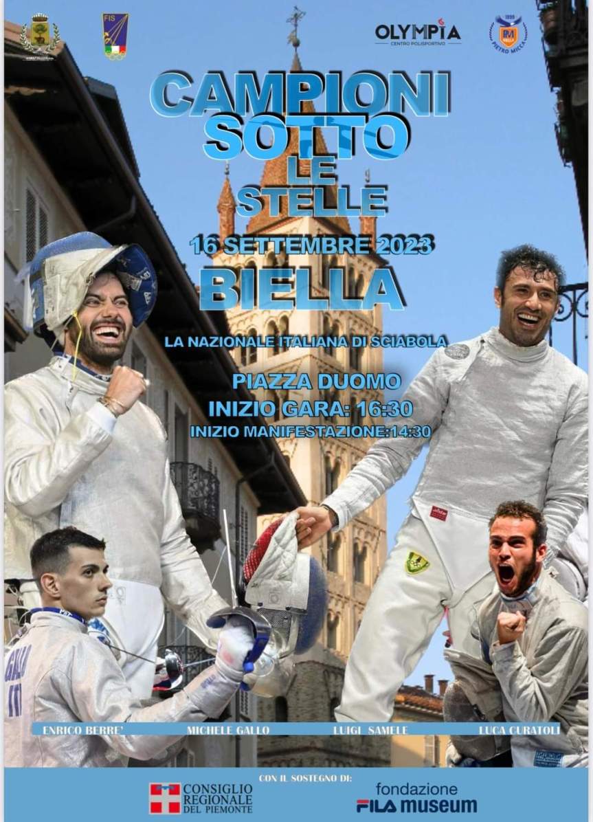 Una giornata da non dimenticare. I migliori quattro sciabolatori italiani hanno scelto Biella per un quadrangolare che trasformerà Piazza Duomo in una sala d’armi a cielo&nbsp;aperto.