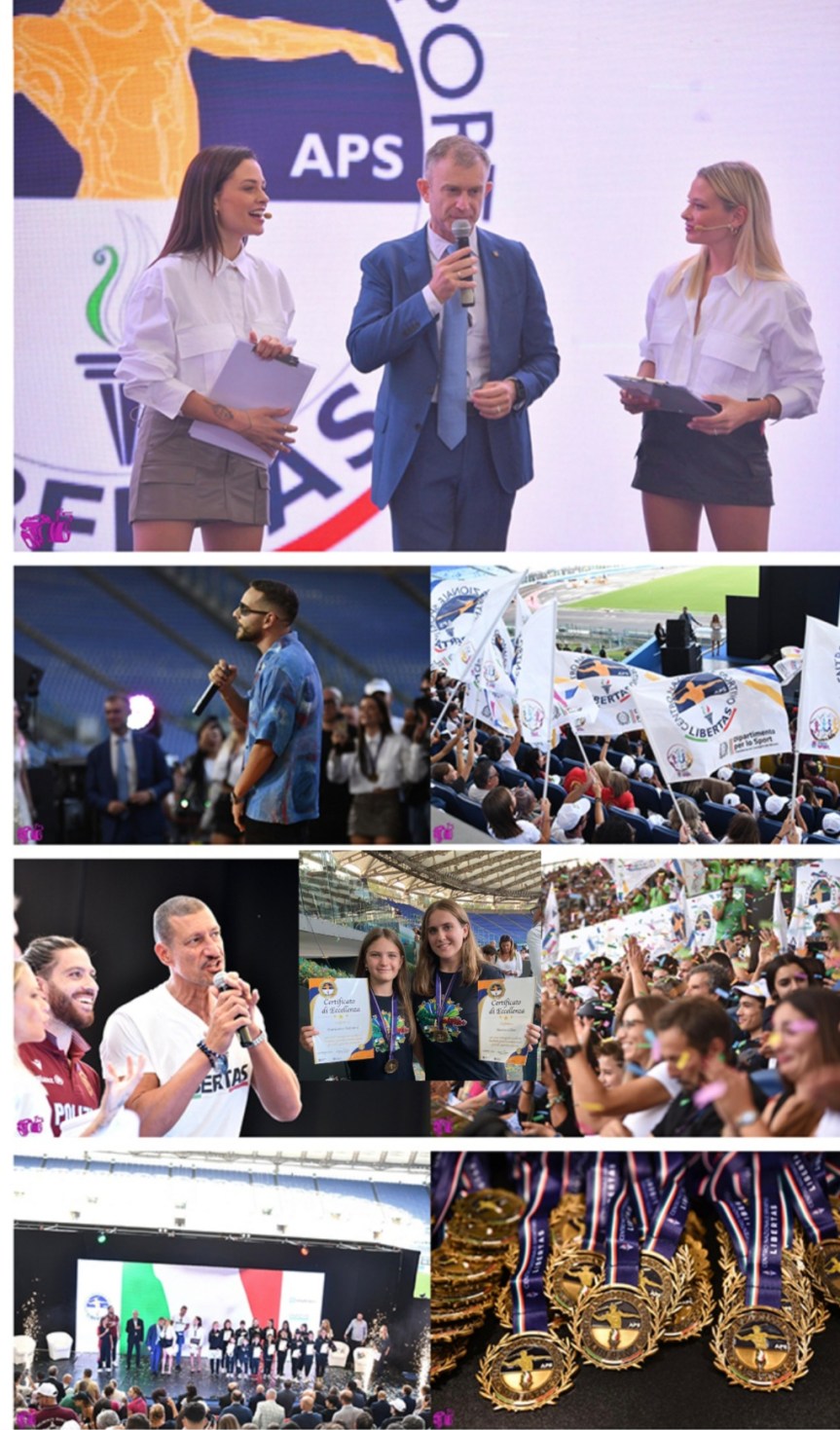 “Premiazione delle Medaglie d’oro Libertas” che si è tenuta Roma allo Stadio Olimpico sabato 14 ottobre, durante la quale sono state premiate per i risultati conseguiti nel 2023, nella ginnastica artistica: Marianna Antonini di Varallo Sesia e Aurora Cilloni di&nbsp;Borgomanero.