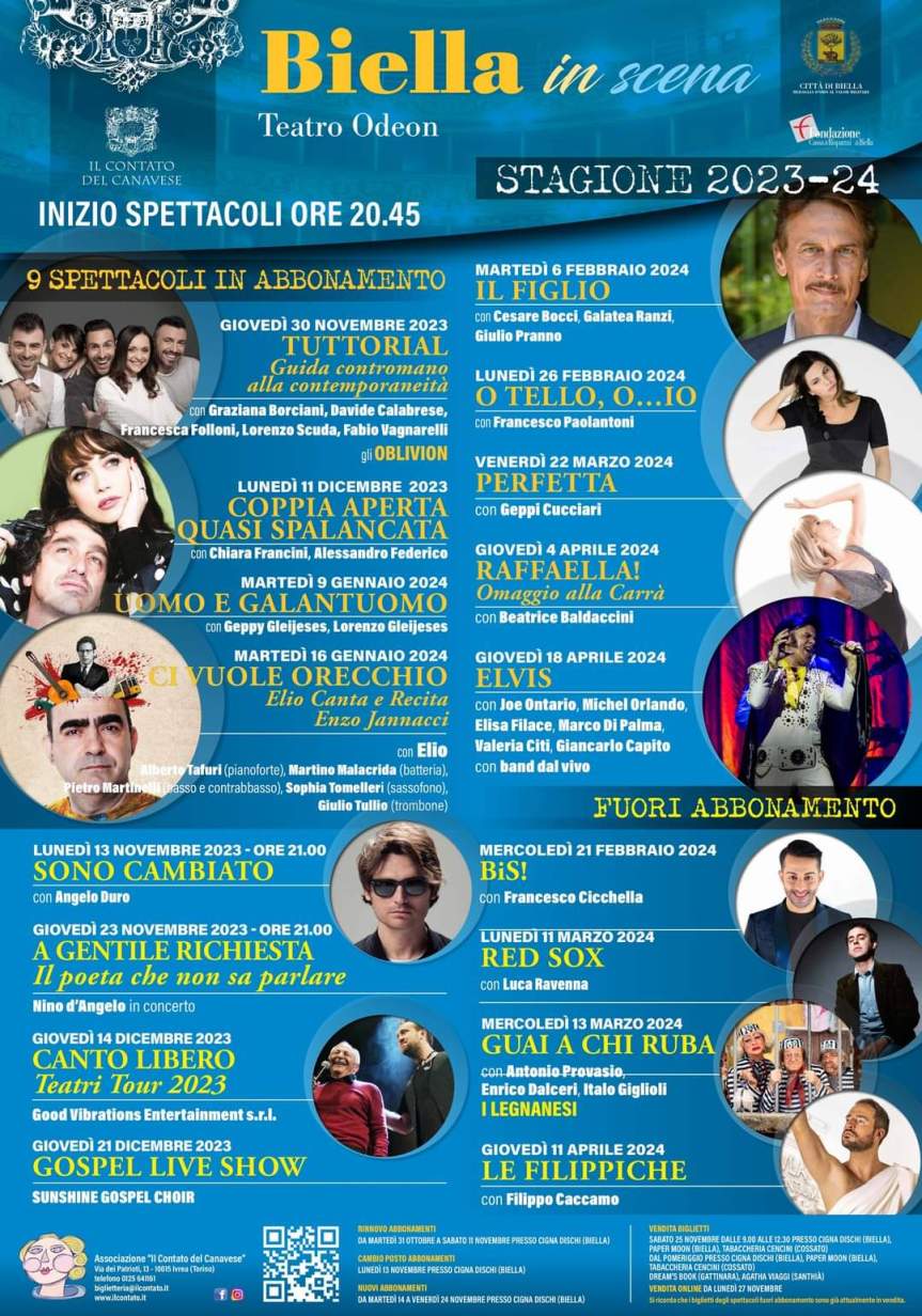 Parte la stagione teatrale 2023/2024. Un doveroso grazie all’assessore Massimiliano Gaggino. Diversi eventi animeranno la città di&nbsp;Biella.