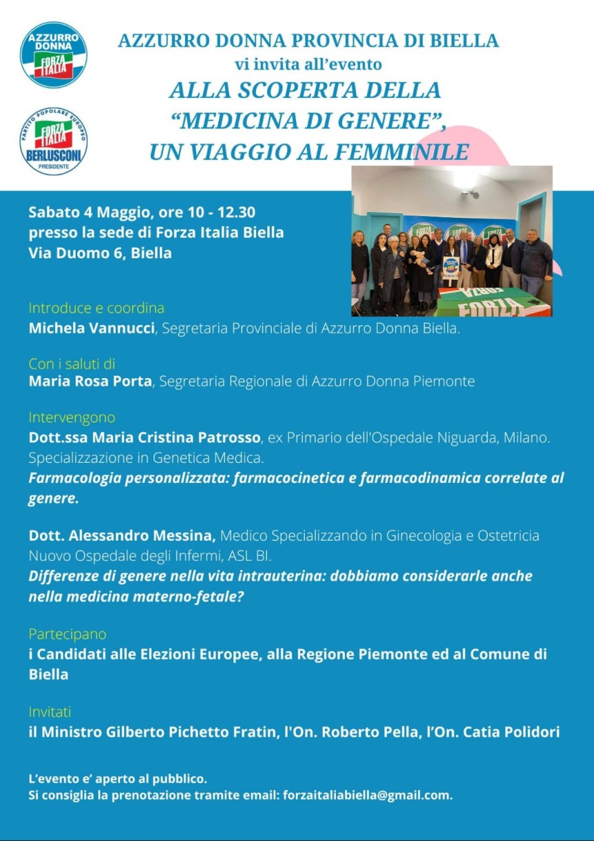 Forza Italia Provincia di Biella & Azzurro Donna Biella insieme per discutere di Medicina & Salute. COMUNICATO&nbsp;STAMPA