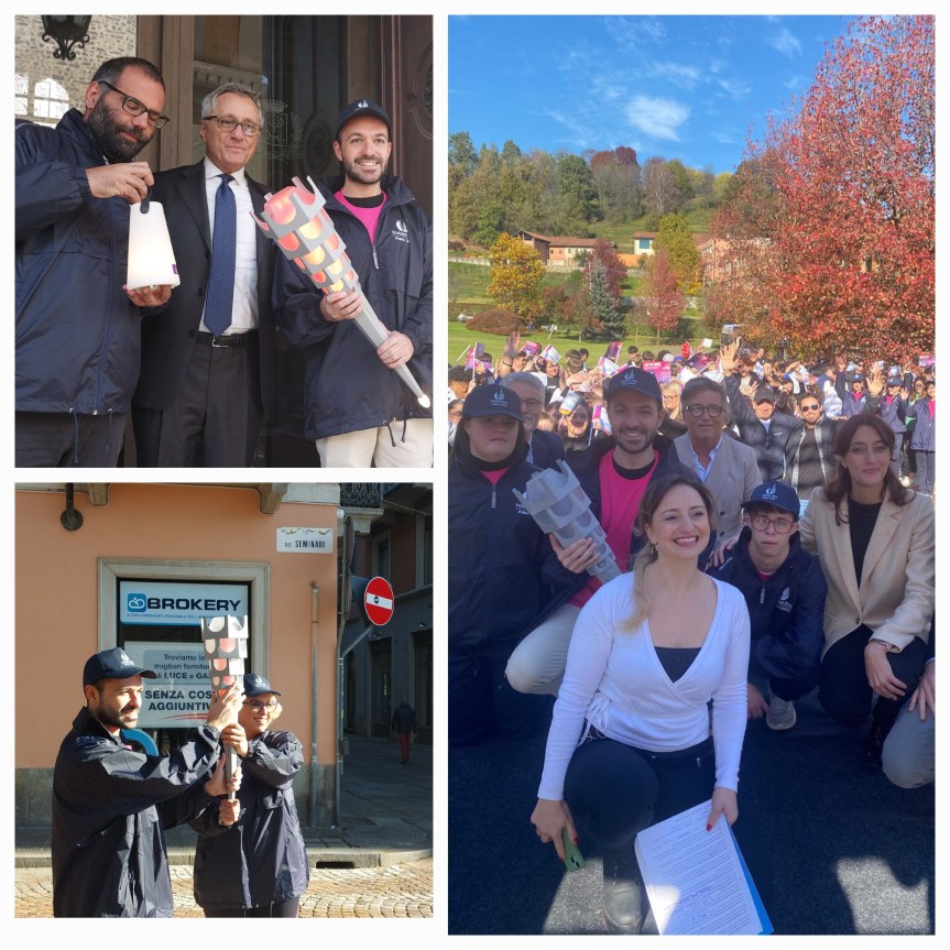A Biella la Tappa della Fiaccolata di Torino.&nbsp; La Torcia delle Universiadi nelle mani dell’assessore Edoardo Maiolatesi & del Sindaco Marzio&nbsp;Olivero