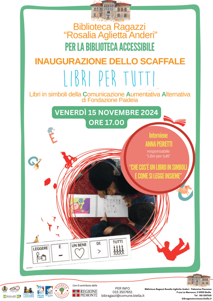 Venerdì&nbsp; 15 alle 17.00 alla Biblioteca Ragazzi verrà inaugurato lo scaffale Libri per&nbsp;tutti