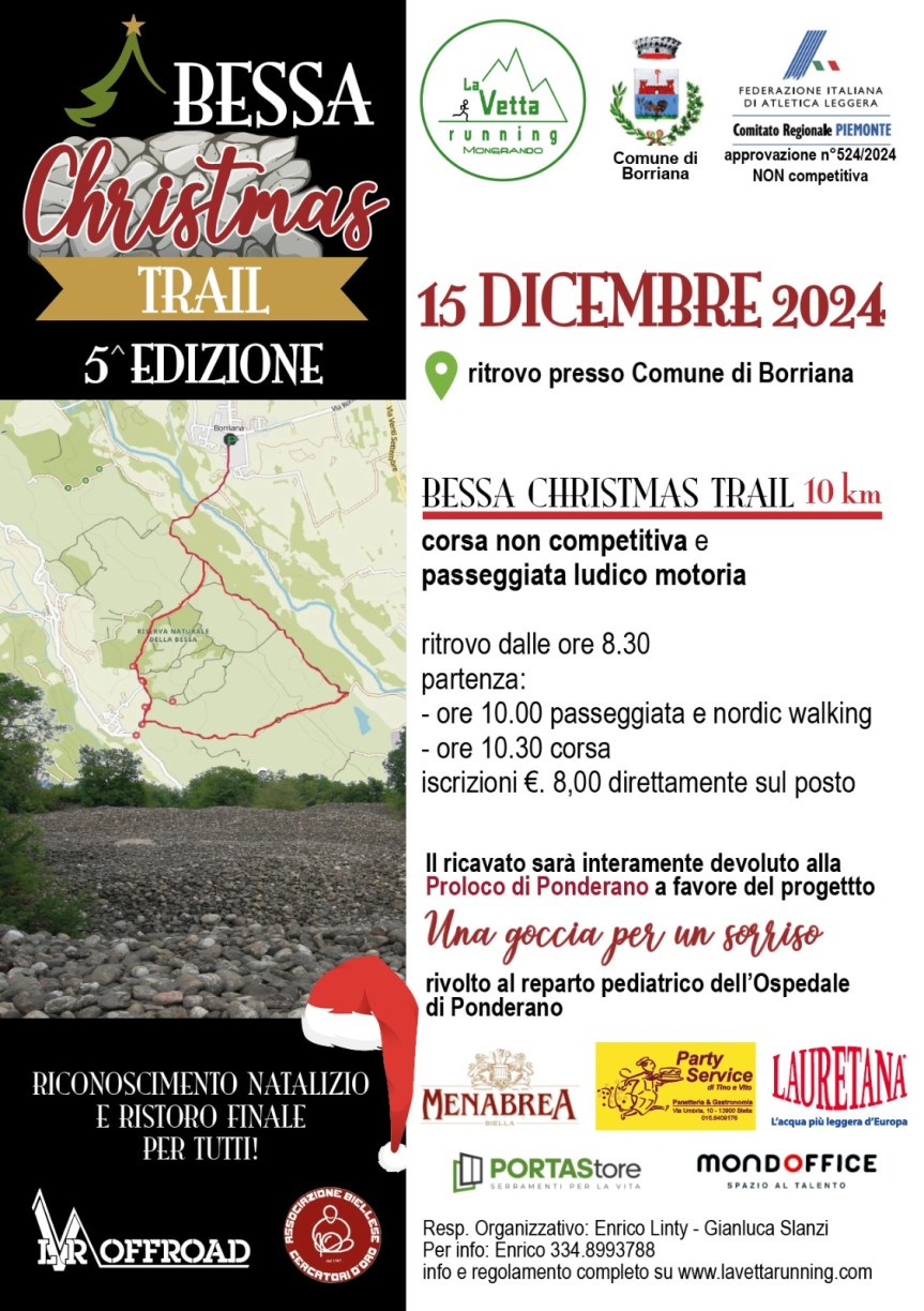 Domenica 15 dicembre a Borriana la 5a Edizione della Bessa Christmas&nbsp;Trail.