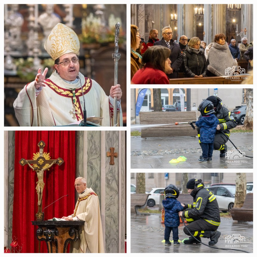 Grande partecipazione alla messa dei Vigili del Fuoco alla presenza del Vescovo dei Sacerdoti & del Sindaco di Biella Marzio&nbsp;Olivero
