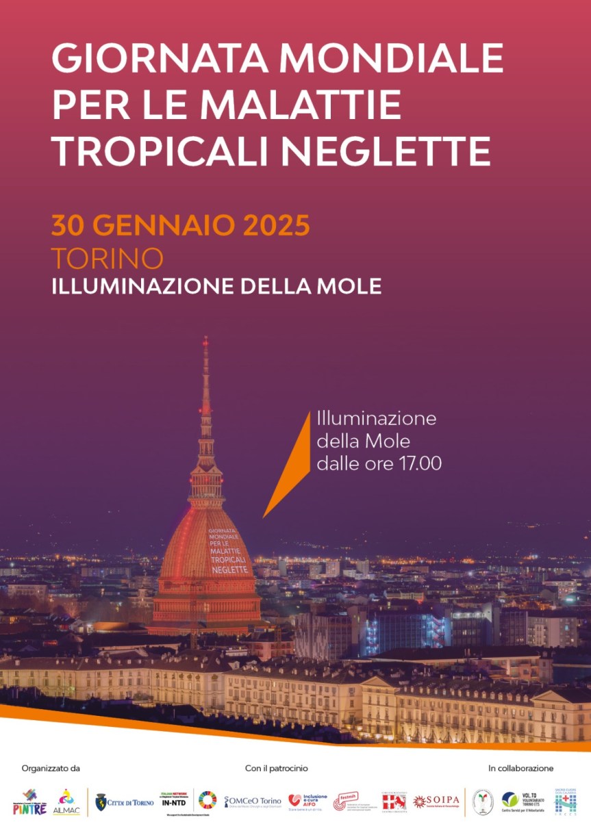 LA MOLE ANTONELLIANA SI ILLUMINA DI VIOLA E ARANCIONEPER LA LOTTA CONTRO LE MALATTIE TROPICALI NEGLETTEAPPUNTAMENTO IL 30 GENNAIO&nbsp;2025
