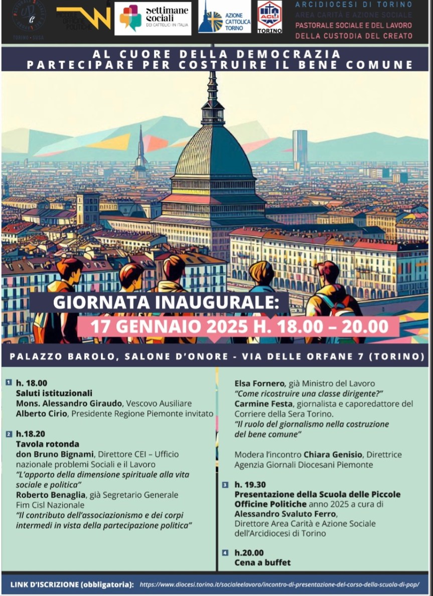 Torna la Scuola Politica a Torino. Una iniziativa della Arcidiocesi molto&nbsp;interessante