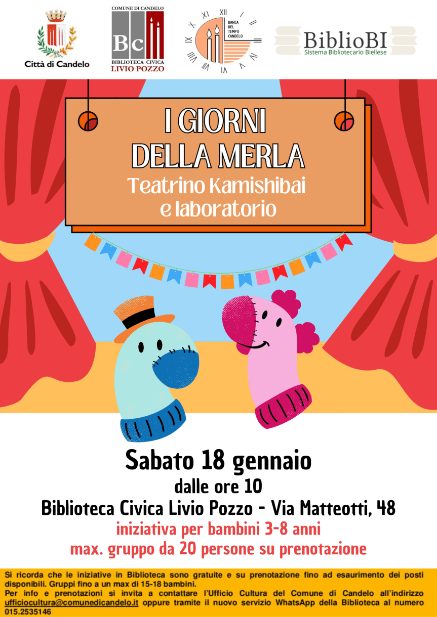 Riprendono gli appuntamenti per i più piccoli alla biblioteca di&nbsp;Candelo.