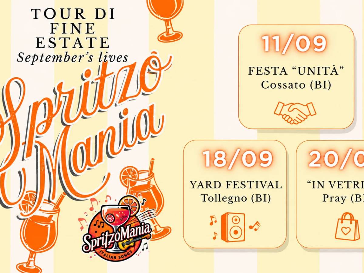 Spritzomania, settembre a ritmo di musica: tre appuntamenti per il nuovo&nbsp;tour