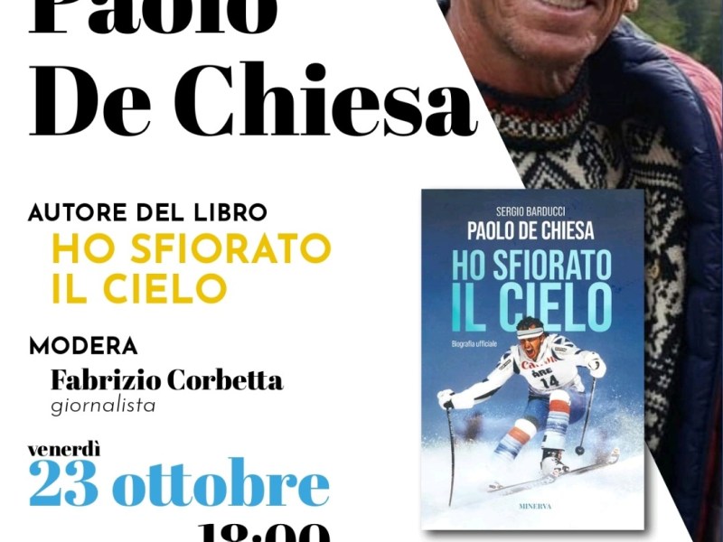 Un appuntamento da non perdere.Paolo De Chiesa, sciatore protagonista della prestigiosa “Valanga Azzurra”, sarà ospite della Biblioteca Civica di Biella Alfredo Frassati il prossimo 23 ottobre, alle ore&nbsp;18.