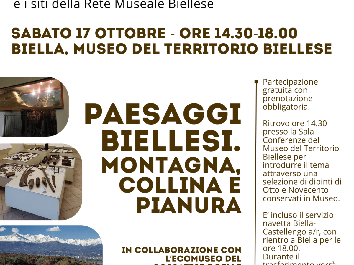 Musei in rete 2026: alla scoperta dei paesaggi biellesi tra montagna, collina e pianuraSabato 17 ottobre il terzo appuntamento del ciclo di visite guidate realizzato dal Museo del Territorio Biellese in collaborazione con la Rete Museale&nbsp;Biellese